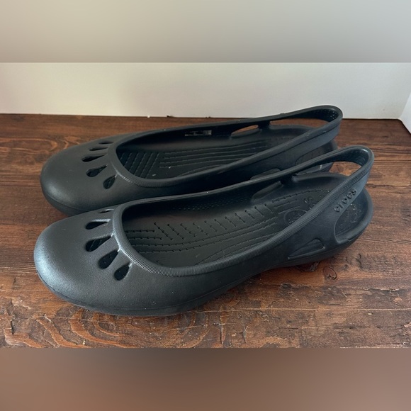 Crocs Slip On Slingback Closed Toe Kadee Ballet Flats Women Black Size 10. - Picture 3 of 9